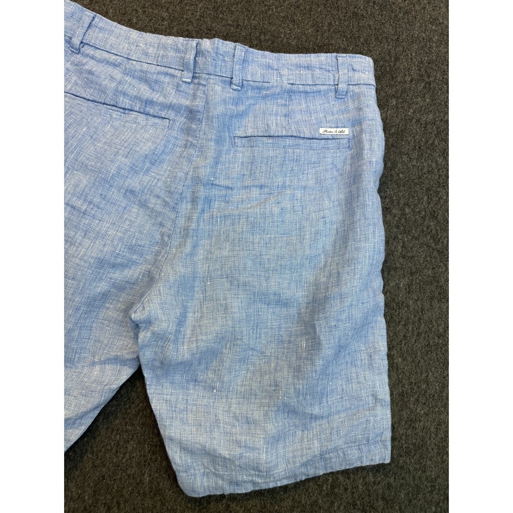 Porter & Ash 100% Linen Heather Blue 9" Inseam Shorts Men's Size 29 Casual Beach - Picture 10 of 16